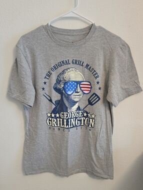 State of Mind Gray Graphic Tee with Patriotic Sunglasses